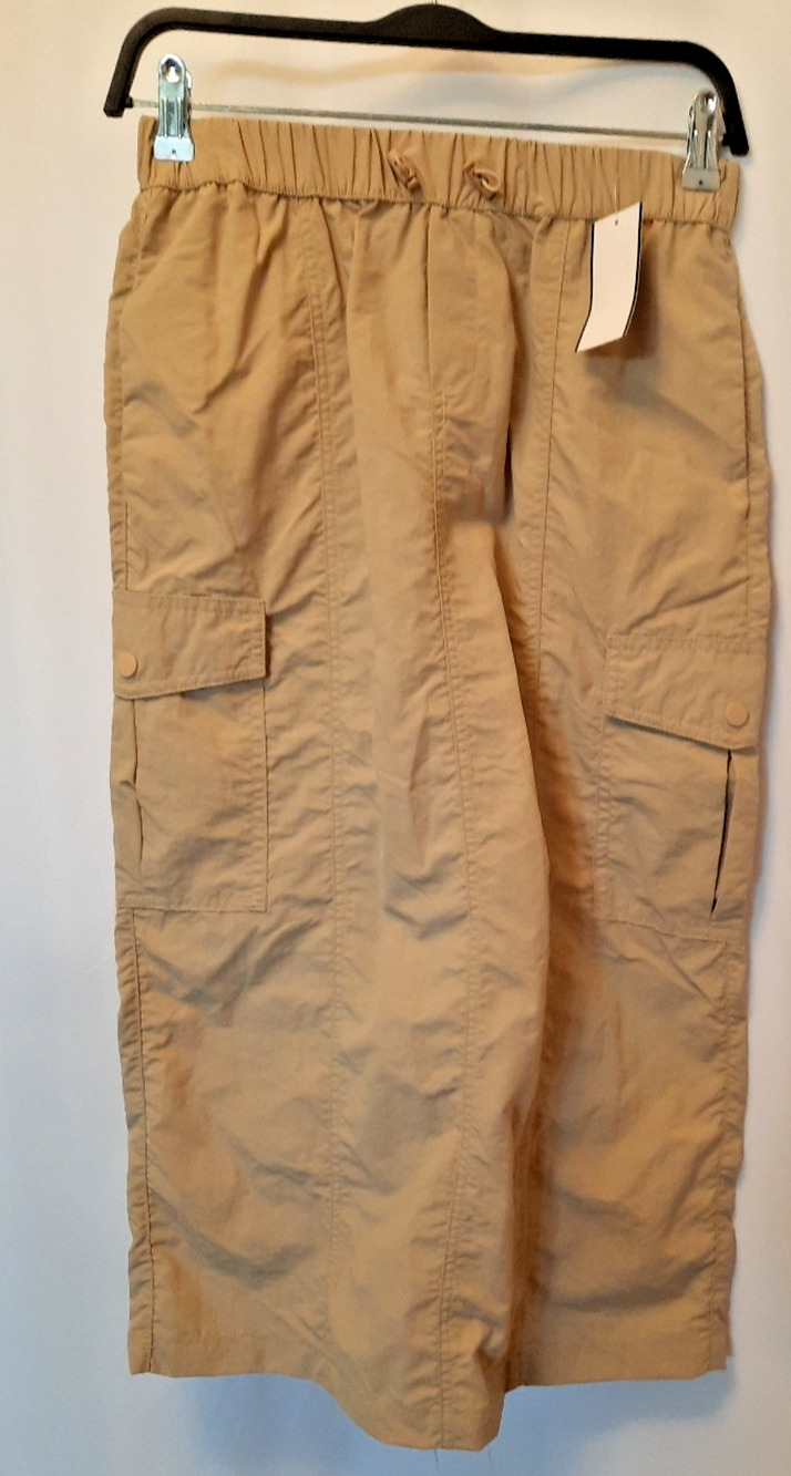 Lush XS Khaki NWT long tan elastic skirt pockets back slit msrp $32.97